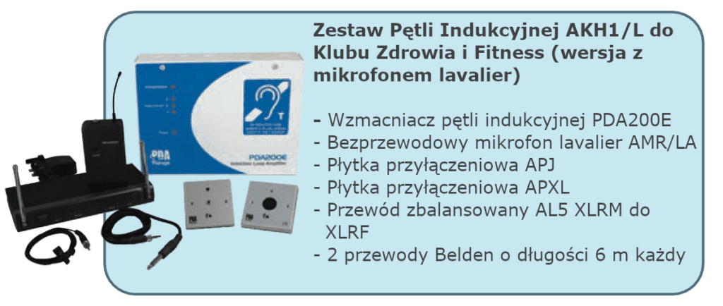 Zestaw Pętli Indukcyjnej AKH1/L do Klubu Zdrowia i Fitness (wersja z mikrofonem lavalier)