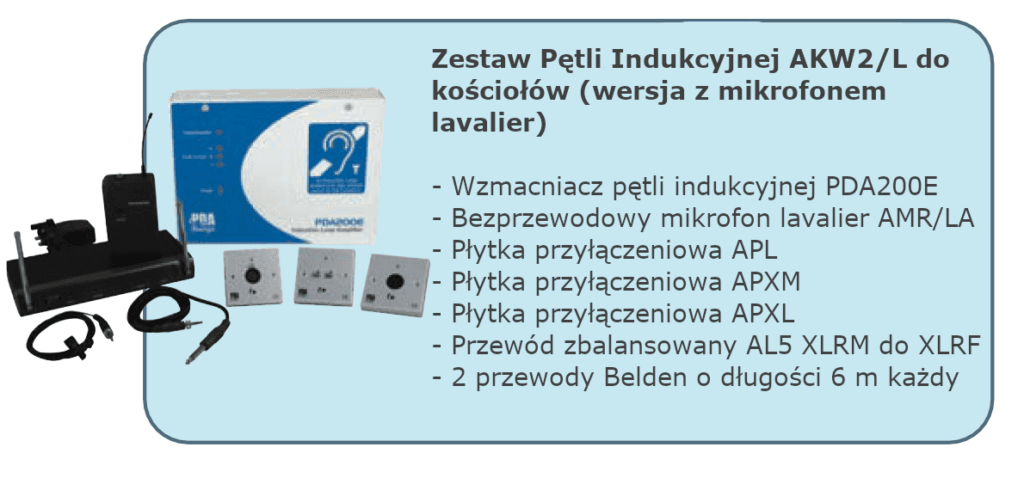 Zestaw Pętli Indukcyjnej AKW2/L do kościołów (wersja z mikrofonem lavalier)