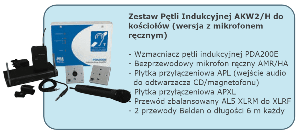 Zestaw Pętli Indukcyjnej AKW2/H do kościołów (wersja z mikrofonem ręcznym)