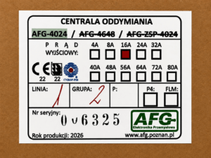 Etykieta AFG 4024 linie i grupy