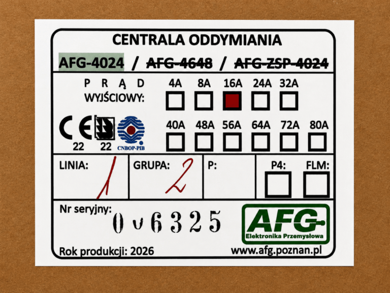 Etykieta AFG 4024 linie i grupy