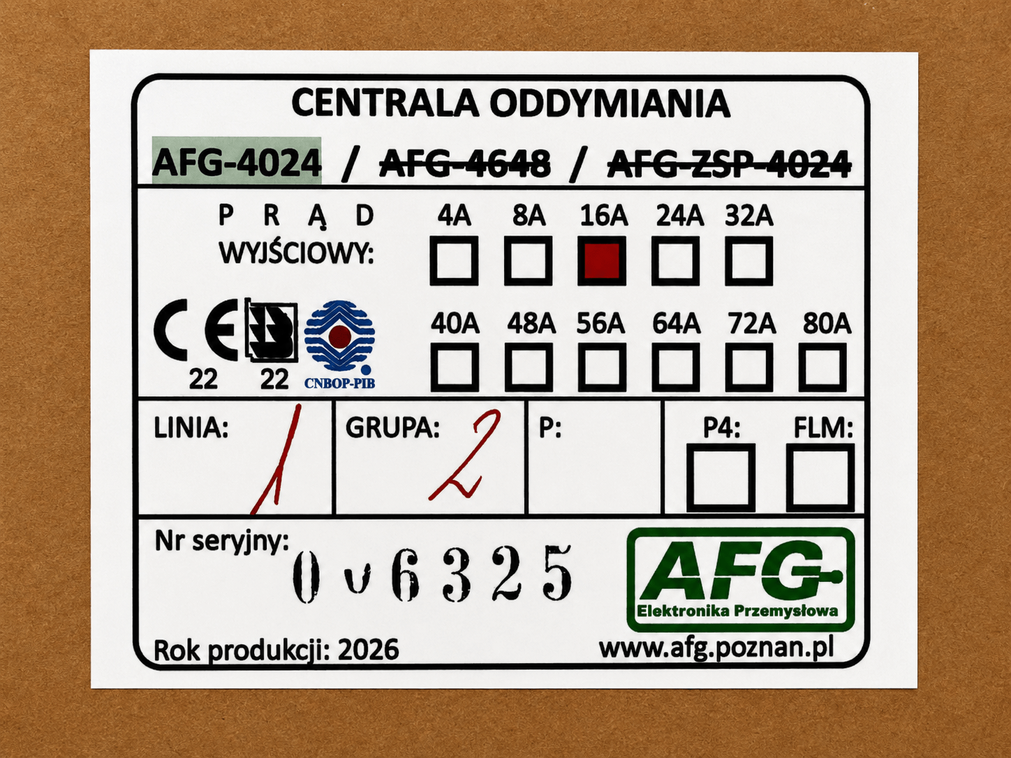 Oznaczenia linii oddymiania i grup przewietrzania w centralach AFG-4000
