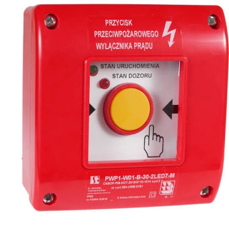 Przycisk przeciwpożarowego wyłącznika prądu PWP