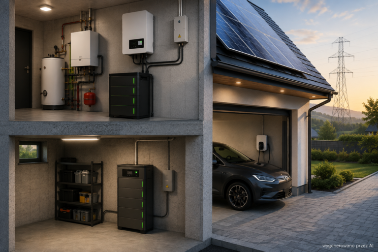 Magazyn energii w garażu piwnicy lub kotłowni